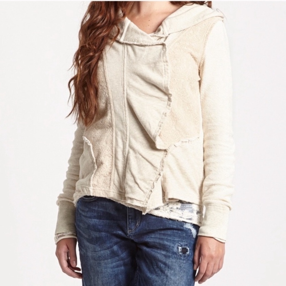 Free People Cream Snap Wrap Lace Jacket Medium